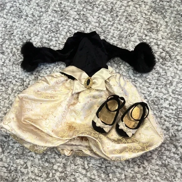 American Girl Doll Midnight Holly Dress & Shoes Black Gold Cream For 18" Doll - Picture 1 of 6